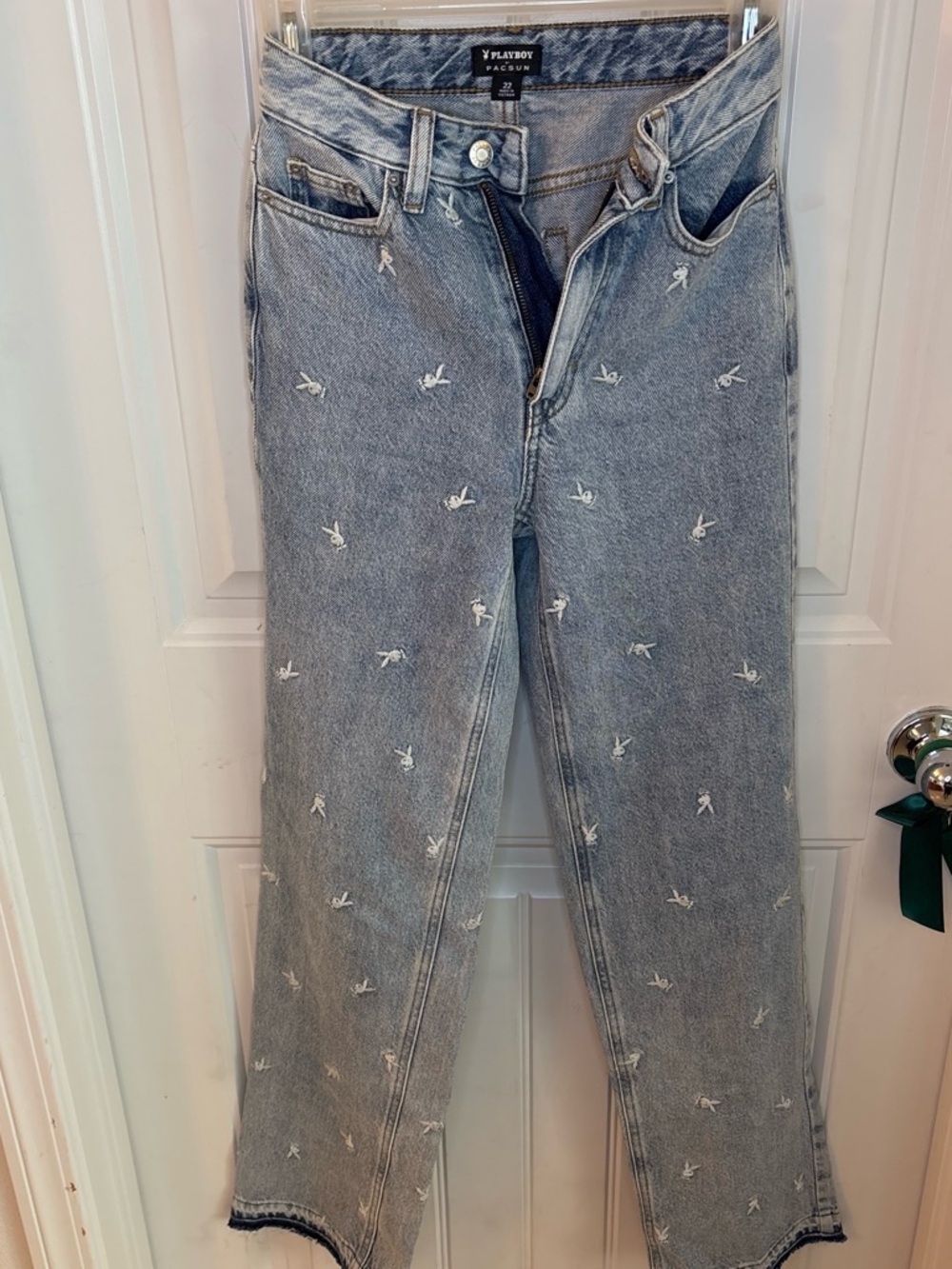 PLAYBOY Light Blue Embroidered Wide Leg Jeans